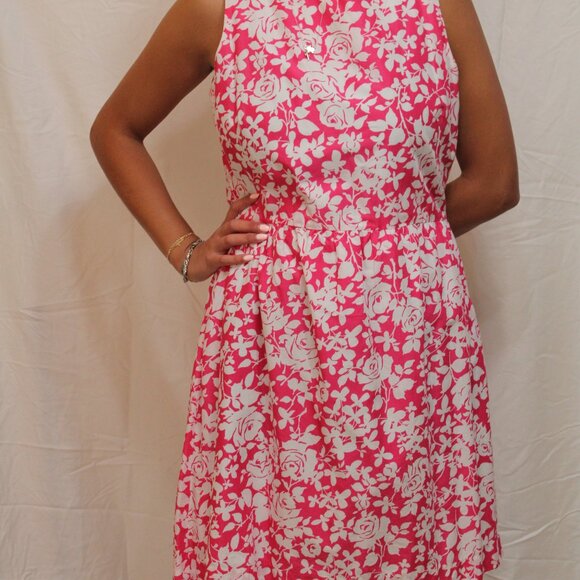 Floral lined dress with belt - Picture 10 of 10